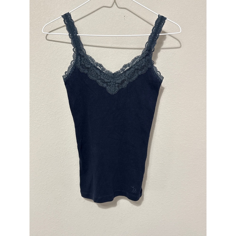 Abercrombie Lace Trim Camisole Girls XL Navy Blue Y2K Bella Swan Elena Aesthetic